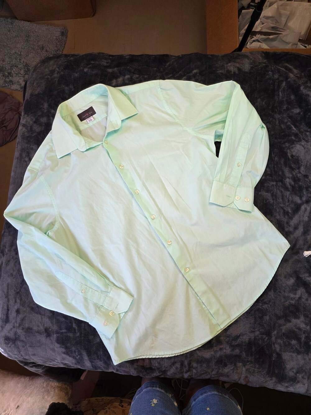 David Taylor Collection Mint Green Long Sleeve Button Down Dress Shirt
